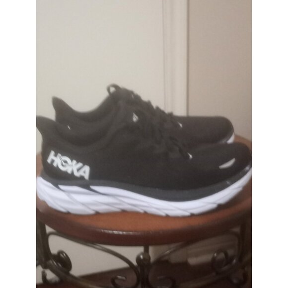 Hoka One One Clifton 8 Womens Size 7.5B 1119394 BWHT Black White Shoes - Picture 1 of 13